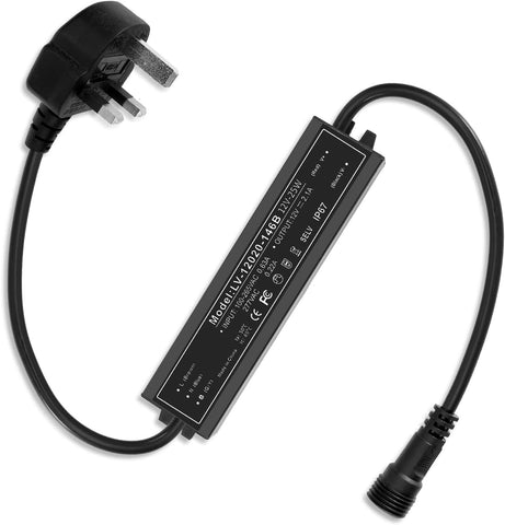 ECOWHO 25W Low Voltage Landscape Lighting Transformer, 12V DC Power Supply IP67 Waterproof with Plug (Note: Works Only with ECOWHO Light), AC 100-240V to 12V 2.1A Adapter for Specific Outdoor Lights