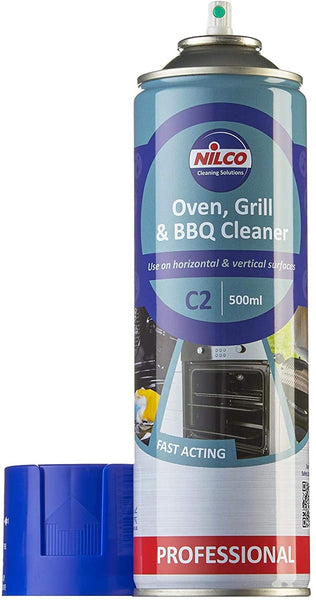 Nilco Set of 6 Oven and BBQ Cleaner Grill Barbecue Cleaning Oven Spray Heavy Duty Remover - Fast Simple Effective - Also for Hot Plates Griddles and MORE - 500ML - SIX PACK