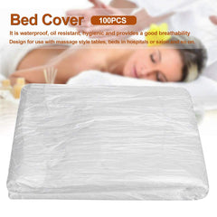 100pcs Disposable Massage Bed Cover,Salon Waxing Beds Film Covers,Spa Beds Sheet Drop Cloth Plastic Sheeting,Massage Bed Cover for Body Care,Spa,Tattoo,Facial,Esthetician(90x180cm)