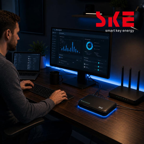 SKE Mini UPS UK DC20000mAh Battery Backup & Surge Protector UK Uninterruptible Power Supply for Router Modem USB Type-C Mini UPS 5V/9V/12V