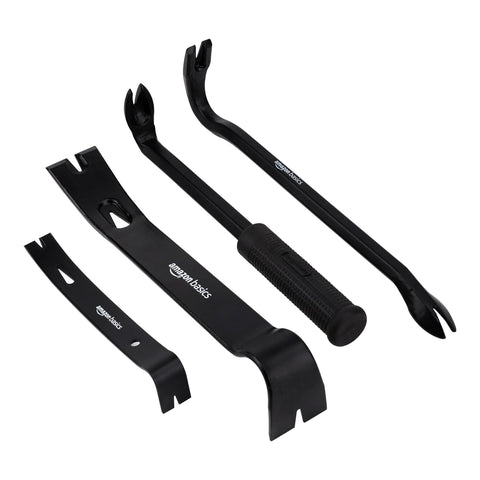 Amazon Basics Pry Bar/Nail Puller 4 Piece Set, Black