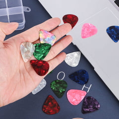 kuou Guitar Picks, 20 Pcs Guitar Plectrums Celluloid Pick for Acoustic, Electric, Bass Guitar including 0.46mm 0.71mm 0.96mm 1.2mm