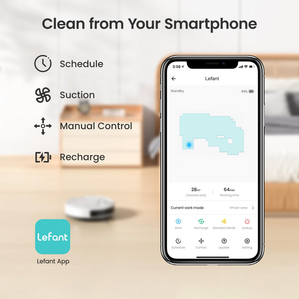 Lefant M210 Robot Vacuum Cleaner, 2200Pa Strong Suction, 7.8cm Thin 28cm DIA, Automatic Self-Charging Small Robotic Vacuum, Wi-Fi/App/Alexa Control, Ideal for Pet Hair Hard Floor and Carpet