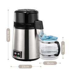 Water Distiller, 4.2L Upgraded Stainless Steel Distilled Water Machine, Distilled Water Maker with LCD Panel & Glass Container, Countertop Water Distiller for Home with Temperature Setting, Silver