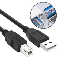 Printer Cable, 2M USB B MIDI Cable USB 2.0 A to B Lead Cord Compatible with Printers Scanners Digital Piano Midi Controller Keyboard Audio Interface Recording USB Microphone DSi/DSi XL/3DS/3DS