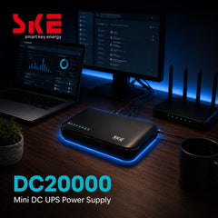 SKE Mini UPS UK DC20000mAh Battery Backup & Surge Protector UK Uninterruptible Power Supply for Router Modem USB Type-C Mini UPS 5V/9V/12V