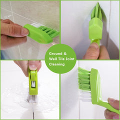 Enyoir Tile Joint Brush 4 in 1 Joint Scrubber Multifunction Kitchen Bathroom Cleaning Brush Grout Mould Cleaner Brush Green