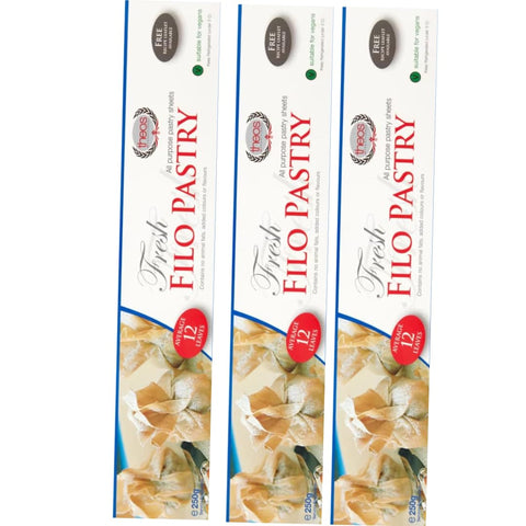 3 PACKS X THEOS Greek Style Filo Familia Pastry Filo Pastry Sheets phyllo dough 250 gram by Pufai