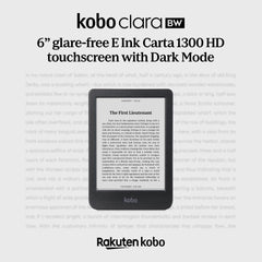 Kobo Clara BW | eReader | 6â€ Glare-Free Touchscreen with ComfortLight PRO | Dark Mode Option | Audiobooks | Waterproof | 16GB of Storage | Black