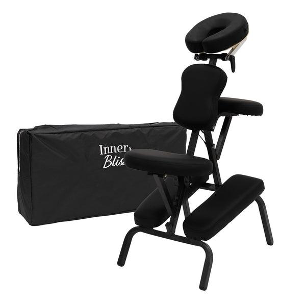Inner Bliss Adjustable Massage Chair Foldable Therapy Chair with Carry Bag | Extra Thick Padding, Ergonomic Frame, Removable Headrest and Armrest | Portable Salon Tattoo Physio