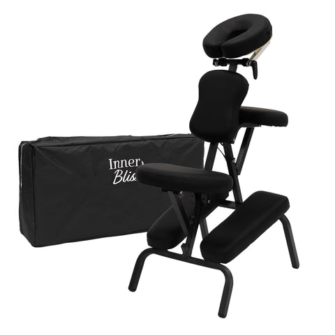 Inner Bliss Adjustable Massage Chair Foldable Therapy Chair with Carry Bag | Extra Thick Padding, Ergonomic Frame, Removable Headrest and Armrest | Portable Salon Tattoo Physio