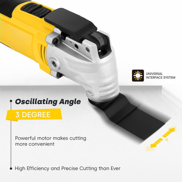 Enventor Oscillating Multi Tools, 300W 15000-22000 OPM Electric Corded Multi Tool, 6 Variable Speeds, 3°Oscillation Angle, Quick-fit Blade Design, with 28pcs Accessories for Cutting, Sanding, Scraping