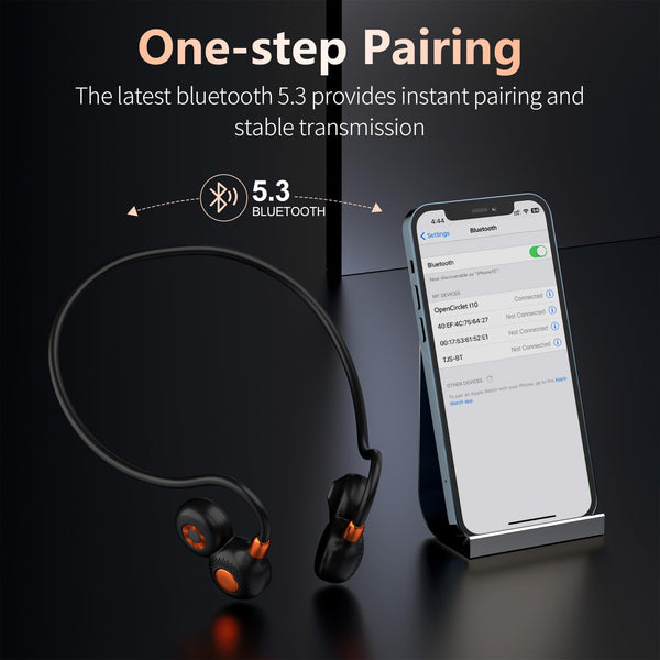 Ortizan Open Ear Headphones, Running headphones Wireless Bluetooth 5.3 IPX6 Waterproof, Clear Call, 19g Lightweight Earphones 15H Playtime & Magnetic Fast Charge for Running Cycling Workouts