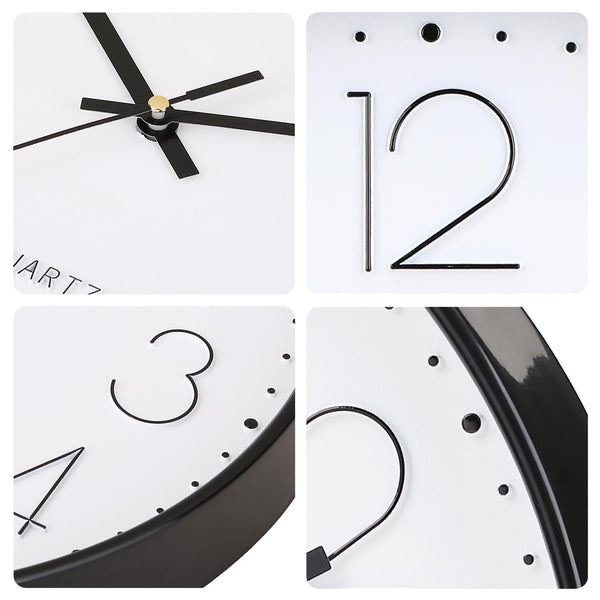 TOHOOYO Wall Clock 12 Inch Non-ticking Silent Quartz Decorative Clocks with Stereoscopic Dial Ultra-Quiet Movement Quartz for Office Classroom Home Living Room Bedroom Kitchen (Black)