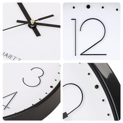 TOHOOYO Wall Clock 12 Inch Non-ticking Silent Quartz Decorative Clocks with Stereoscopic Dial Ultra-Quiet Movement Quartz for Office Classroom Home Living Room Bedroom Kitchen (Black)