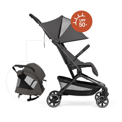 Hauck Lite N Care, Dark Anthracite - Cabin Approved, Ultra Light Carbon Fibre Pushchair (5.5 kg), Compact City & Travel Stroller with Carry Strap, One-Hand Fold, Fully Reclining from Birth to 22 kg