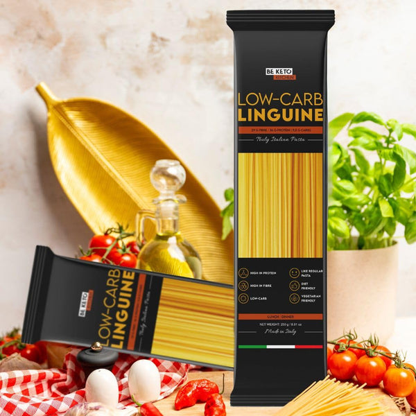 BeKeto Keto Low-Carb Linguine Pasta 250g - 36G of Protein & Only 5g of Carbs Per Serving, High Fibre - Keto Friendly, Gluten Free, Vegetarian & Sugar-Free