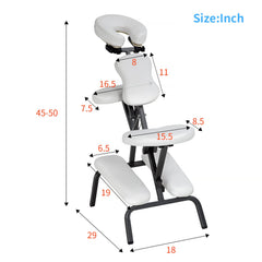 Portable Massage Chair for Tattoo and Spa Foldable Massage Therapy Chair with Adjustable Face Cradle High-Density Cushion Lightweight Design with Carrying Bag Ideal for Salon Use (Black)(Dark Black)