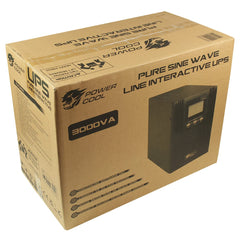 Powercool Smart UPS 3000VA 2 x UK Plug 3 x IEC, 2 x RJ45, 1 x USB LCD Display Power Supply Unit | Black