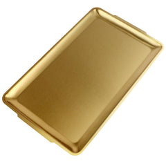 Skelang Stainless Steel Serving Platter, 40 Cm Rectangle Dinner Plate, Vanity Tray for Party, Camping, BBQ, Desserts, Appetizer, Bathroom Supplies (Brushed Gold)
