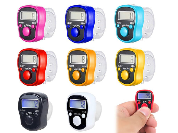 Anlising 8PCS Digital Finger Counter, Tally Counter Ring,LCD Tally Counter,Finger Digital Tally Lap Counter,Finger Digital Tally Lap Counter,Tasbeeh Handheld Mini Display,for Prayer Sports Golf(Color)