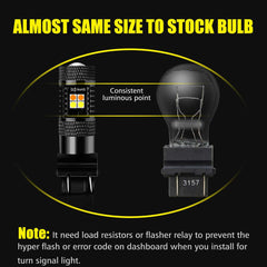 AUXLIGHT 3157 4157 3155 3457 Switchback LED Bulbs 16SMD Chipsets Parking Lights/Daytime Running Lights/DRL and Turn Signal Lights with Projector Replacement, White/Amber (Pack of 2)