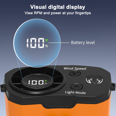 WAFTING Portable Waist Fan - 12000RPM High-Speed Belt Fan, 10-Speed Adjustable, 10000mAh Rechargeable, LED Display Shirt Air Conditioner for Camping, Hiking, and Outdoor Work(Orange)