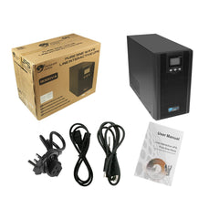 Powercool Smart UPS 3000VA 2 x UK Plug 3 x IEC, 2 x RJ45, 1 x USB LCD Display Power Supply Unit | Black