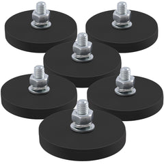 MIN CI 6pcs Rubber Neodymium Round Black Magnets with Thread D43x6mm M6, Strong Magnetic Force 18kg