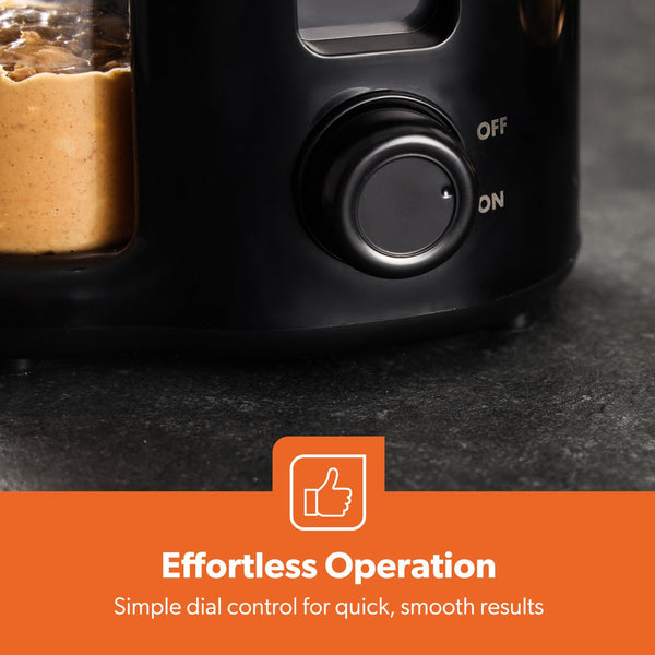 GEEPAS Peanut Butter Maker | Electric Grinder for Peanuts Cashews Almonds Hazelnuts Homemade Nut Butter with No Oils or Preservatives Needed | Transparent 756g Jar 320ml Storage Cup | 2 Year Warranty