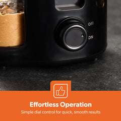 GEEPAS Peanut Butter Maker | Electric Grinder for Peanuts Cashews Almonds Hazelnuts Homemade Nut Butter with No Oils or Preservatives Needed | Transparent 756g Jar 320ml Storage Cup | 2 Year Warranty