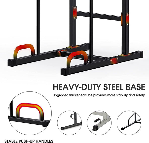 JX FITNESS Power Tower Adjustable Dip Bar Pull up Bar Knee Raise Push Up Workout Abdominal Exercise Home Gym Station Body Building