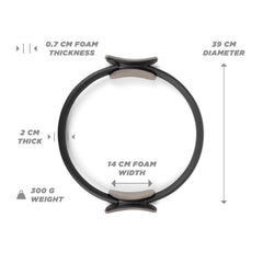 Phoenix Fitness Pilates Ring - Double Handle Exercise Circle Fitness Magic Circle Resistance Ring Dual Grip for Yoga Core Training - 15 Inch, Black