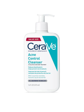 CeraVe Acne Control Cleanser, Face Wash with 2% Salicylic Acid, 16 oz