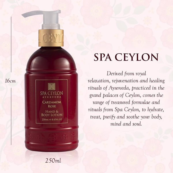 SPA CEYLON Cardamom Rose Body Lotion | Revitalizing Body Cream with Coconut | Almond & Himalayan Rose | Hydrating & Soothing for All Skin Types | Natural | Vegetarian & Ethical