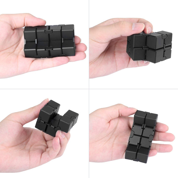 Funxim Infinity Cube Fidget Toy, EDC Fidgeting Game for Kids and Adults, New Version Cool Mini Fidget Finger Toy Best for Stress and Anxiety Relief and Kill Time, Scrub (Black)