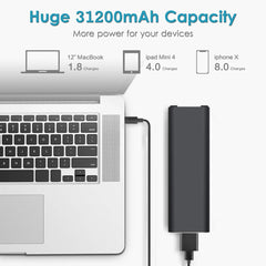 AC Outlet Portable Laptop Power Bank, Universal 31200mAh 100W Travel Laptop Charger & Fast Charging External Battery Pack for MacBook, Acer, HP, Samsung, Dell, ASUS, Lenovo, Notebook