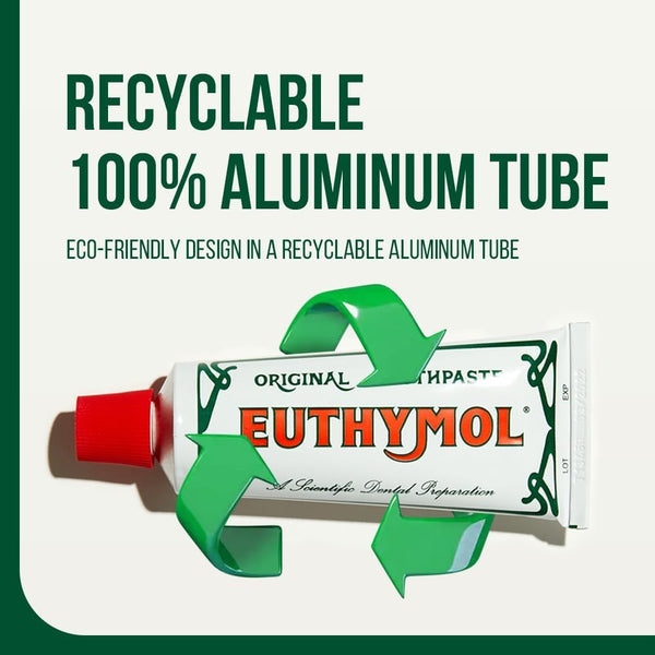 Euthymol Original Toothpaste 75ml x 6, Fluoride Free Anti-Plaque Antibacterial Cavity Teeth Gums Clean Healthy Protection Refresh Daily Oral Enamel Dental Care