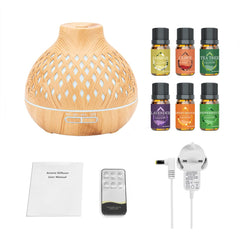 SPLITSKY 400ML Essential Oil Diffuser,Remote Control Aroma Diffuser with 6 Essential Oils Gift Set,Electric Scent Nebulizer Air Humidifier with 14 Colour Lights for home,bedroom