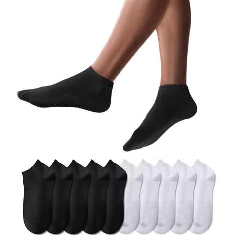 YouShow Sneaker Socken Herren Damen 10 Paar Schwarz Weiß Kurzsocken 39-42