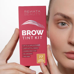 RB RENATA BEAUTY Brow Tint Kit – Eyebrow Tint Set – Dye Kit with Color Tint, Cream Developer and Styling Brush – Long-Lasting Effect Up to 4 Weeks – 30 Applications [Light Brown]