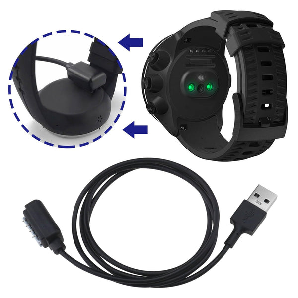 Create idea 2PCS 1m Magnetic Connector USB Charging Cable Compatible with Suunto 9 Spartan EON Core Ultra HR 9 Bar D5 Smart Watch - Black