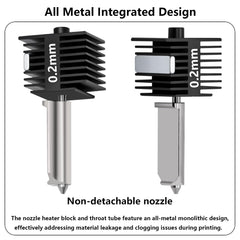 A1, A2L Hardened Steel Hotend Kit, 3D Printer Print Head Hot End Heating Block Kit with 0.2mm Leak-proof Integrated Nozzle and Silicone Socks for Bambu Lab A1/A1 Mini/A2L