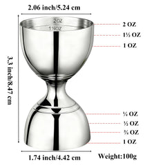 Professional Bartender Jigger - Premium Cocktail Bell Jiggers - 1oz & 2oz Double-Sided Stainless Steel Measuring Cup with Etched Inside Markings, Easy Read Ounce Lines for Home Bar & Cocktail Making
