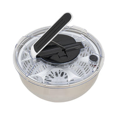 Salad Spinner Stainless Steel with Colander Basket, Handle and Lid, Quick Dry Design, Easy Drain System, Non-Slip Base, 3.5litre Lettuce Spinner Fruits Vegetable Washer Dryer