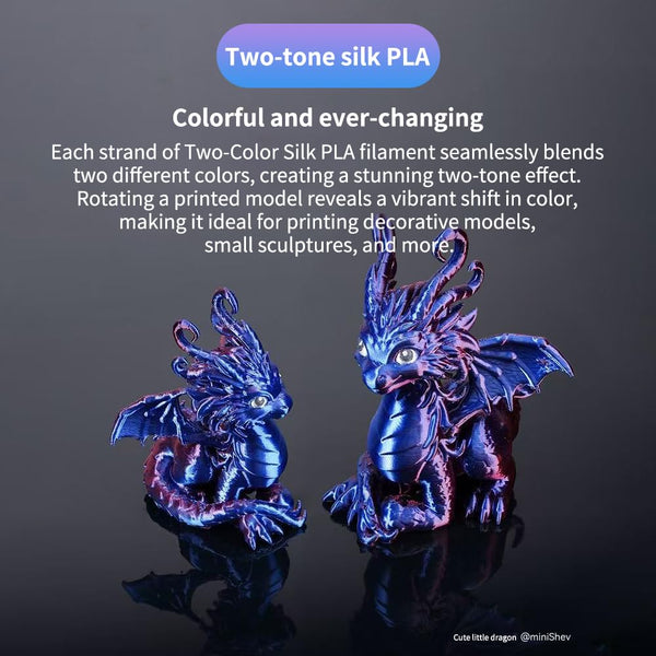 Bamboo Lab PLA Silk Dual Color 3D Printer Filament 1.75mm for Bambu Lab X1/X1C/P1P/P1S/AMS, Silk Shiny Dual Color PLA 1KG Easy Printing & Eco Friendly with RFI (Not Recommend for A1 Series)