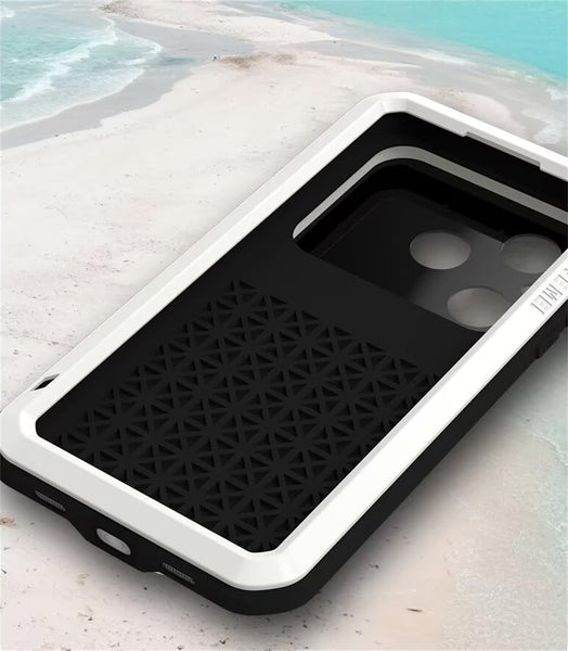 For Huawei Pura 80 Metal Case, LOVE MEI Outdoor Armor Tank Shockproof Dust/Dirt/Snow Proof Hybrid Heavy Duty Aluminum Metal Case (White, Huawei Pura 80 Ultra)
