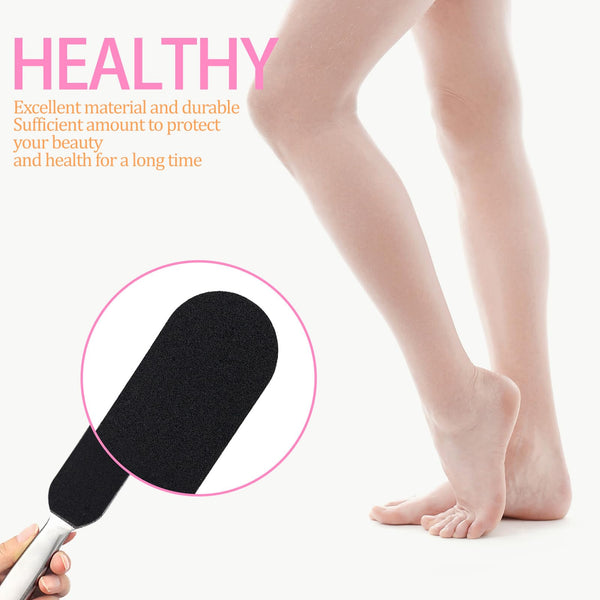 50 Pcs Pedicure File Refill Pads, Stainless Steel Foot File Refills, 180 Grit Foot File Replacement Pads, Self-Adhesive Reusable Foot Rasp for Removing Callus Dead Skin, Pedicure Salon