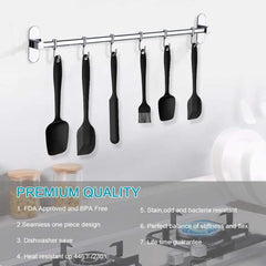 Vicloon Silicone Spatulas Spoons Set, Silicone Kitchen Utensils Including Rubber Spatula, Non-Stick and Heat Resistant for Cooking, Baking and Mixing (Black - 6Pcs)