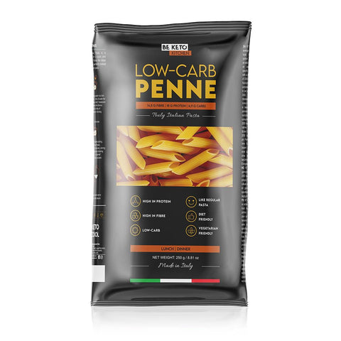 BeKeto Low-Carb Penne Pasta 250g - 86% Fewer Carbs Than Regular Pasta - High Protein, High Fibre - Keto Friendly, Gluten Free, Vegan